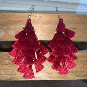 Red tassel earrings